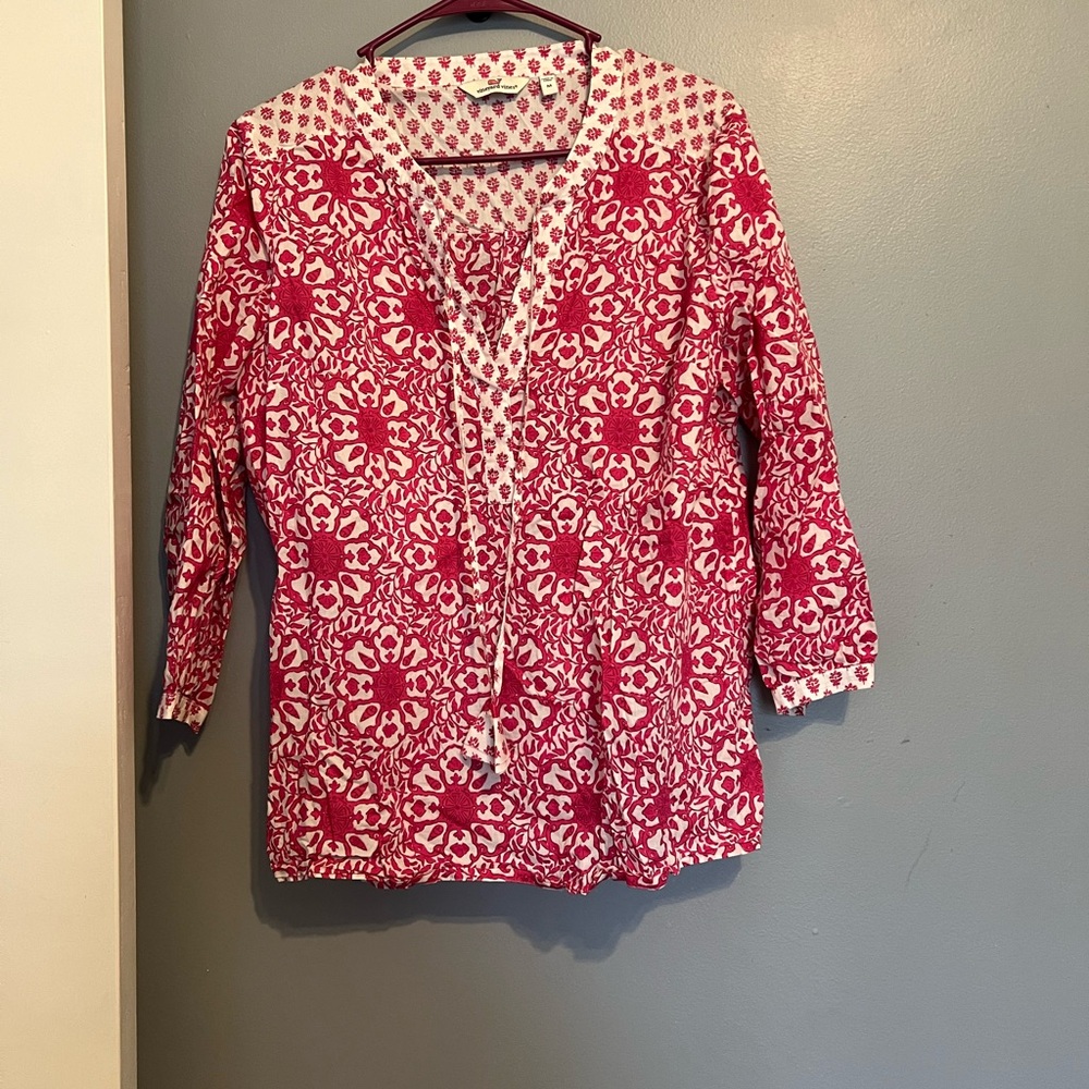Vineyard Vines Pink and White Graphic Tunic Relaxed Fit